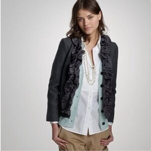 J CREW Wool Pleated Silk Chimera Jacket Size 0